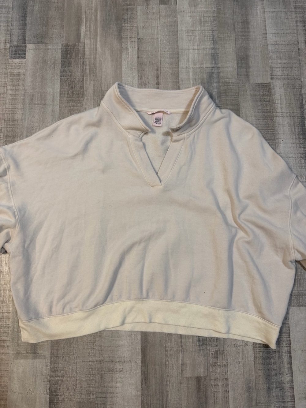 Victoria’s Secret Women’s XXL Cream Cropped Pullover Sweatshirt Mock Neck